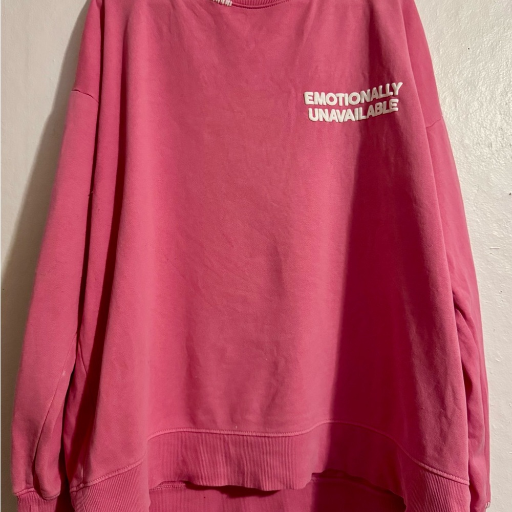 Wildfox Pink Crew Neck Sweater with Text